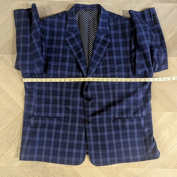 Oak Hill Men's Sport Coat Blazer Size 2XL Blue Tartan Pattern with Extra Buttons - Picture 11 of 13